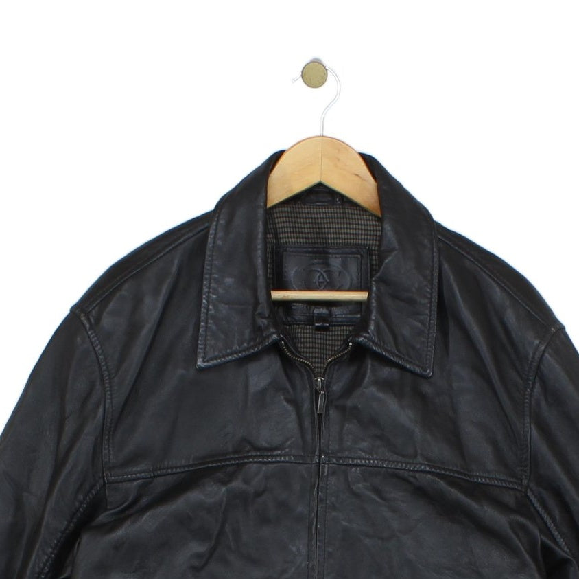Mens Leather Jacket Full Zip Lined