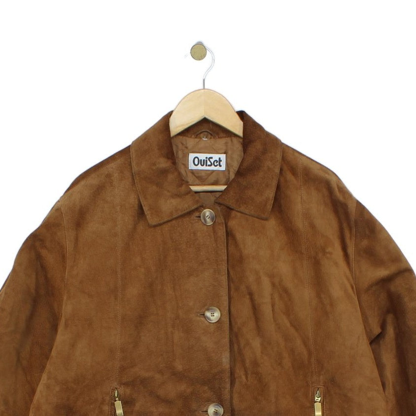 Womens Leather Jacket Oversized Fit Button