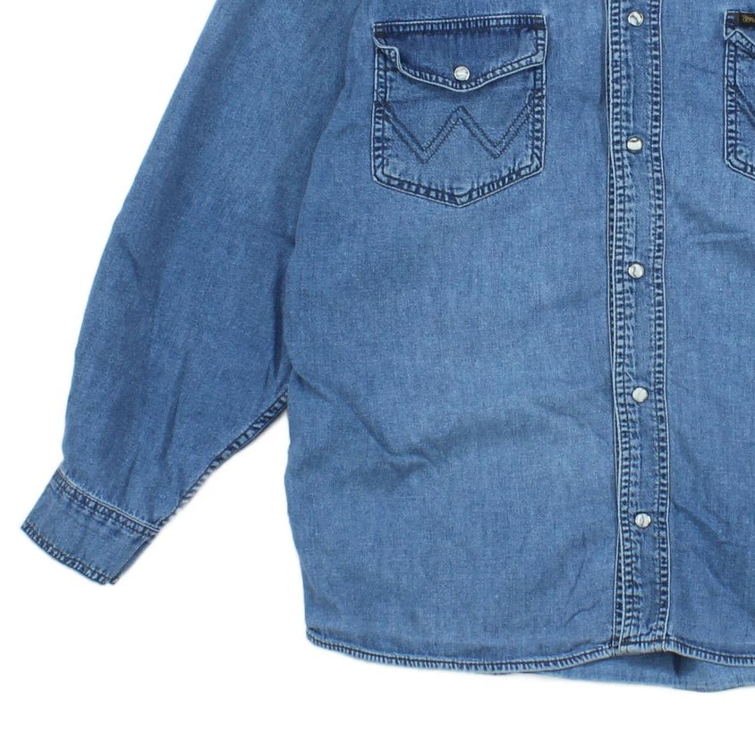 Mens Denim Shirt Long Sleeve Western Snap