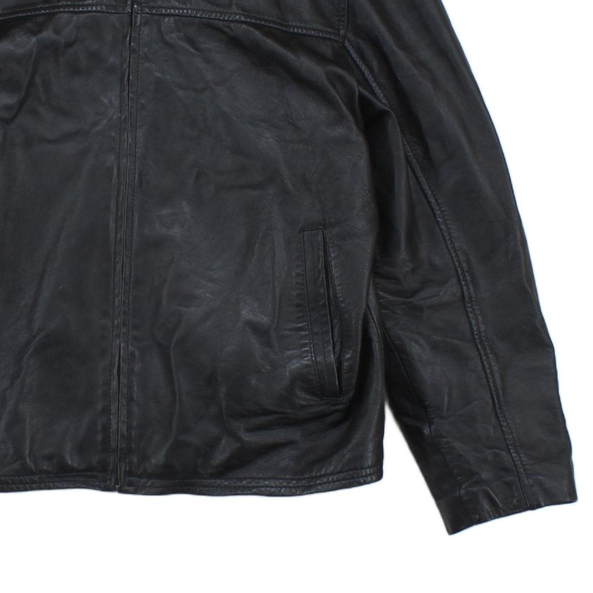 Mens Leather Jacket Full Zip Lined