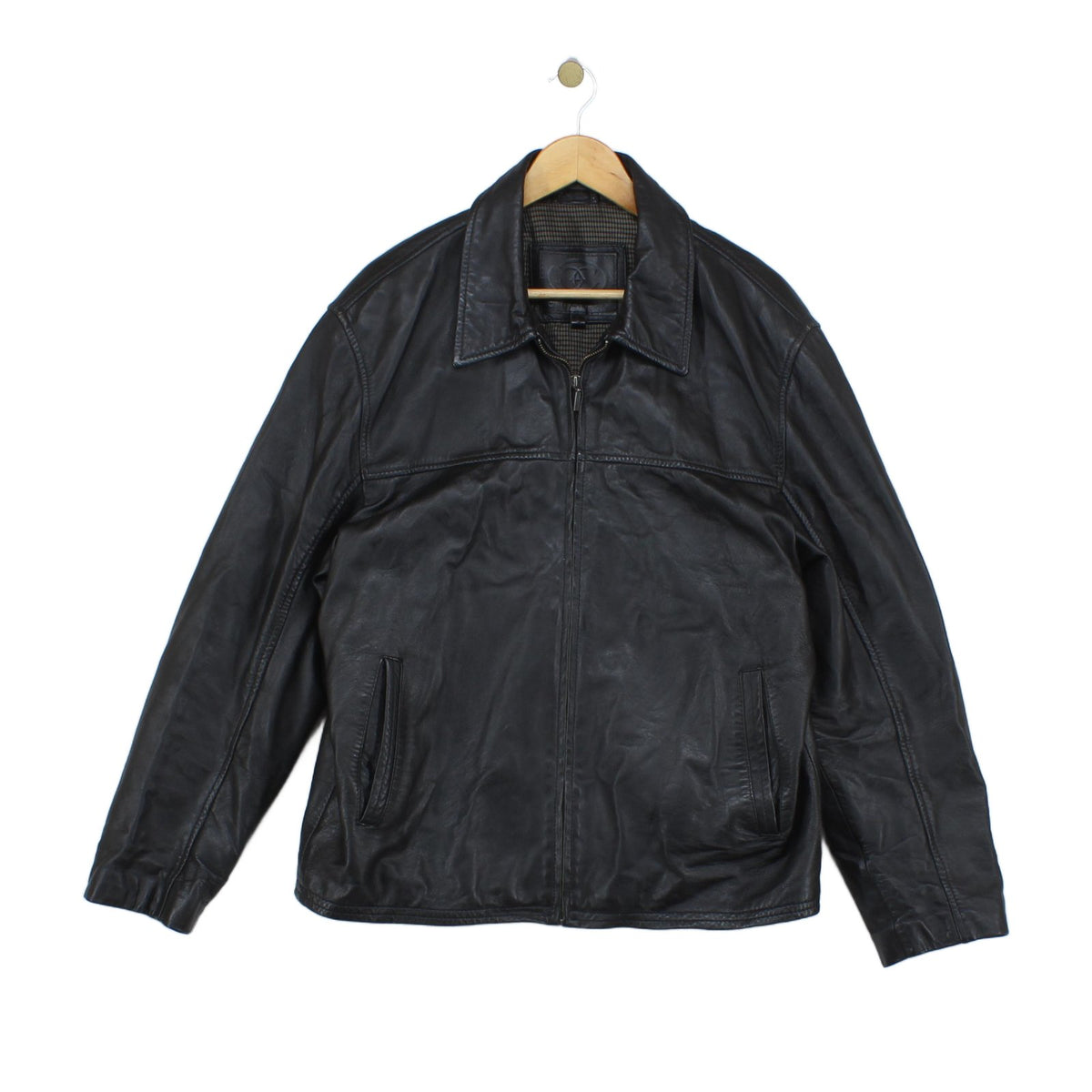 Mens Leather Jacket Full Zip Lined