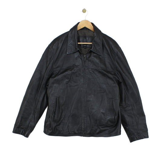 Mens Leather Jacket Full Zip Lined