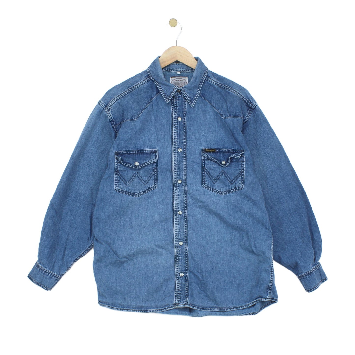 Mens Denim Shirt Long Sleeve Western Snap