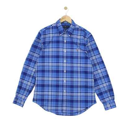 Mens Plaid Shirt Stretch Slim Fit Long Sleeve