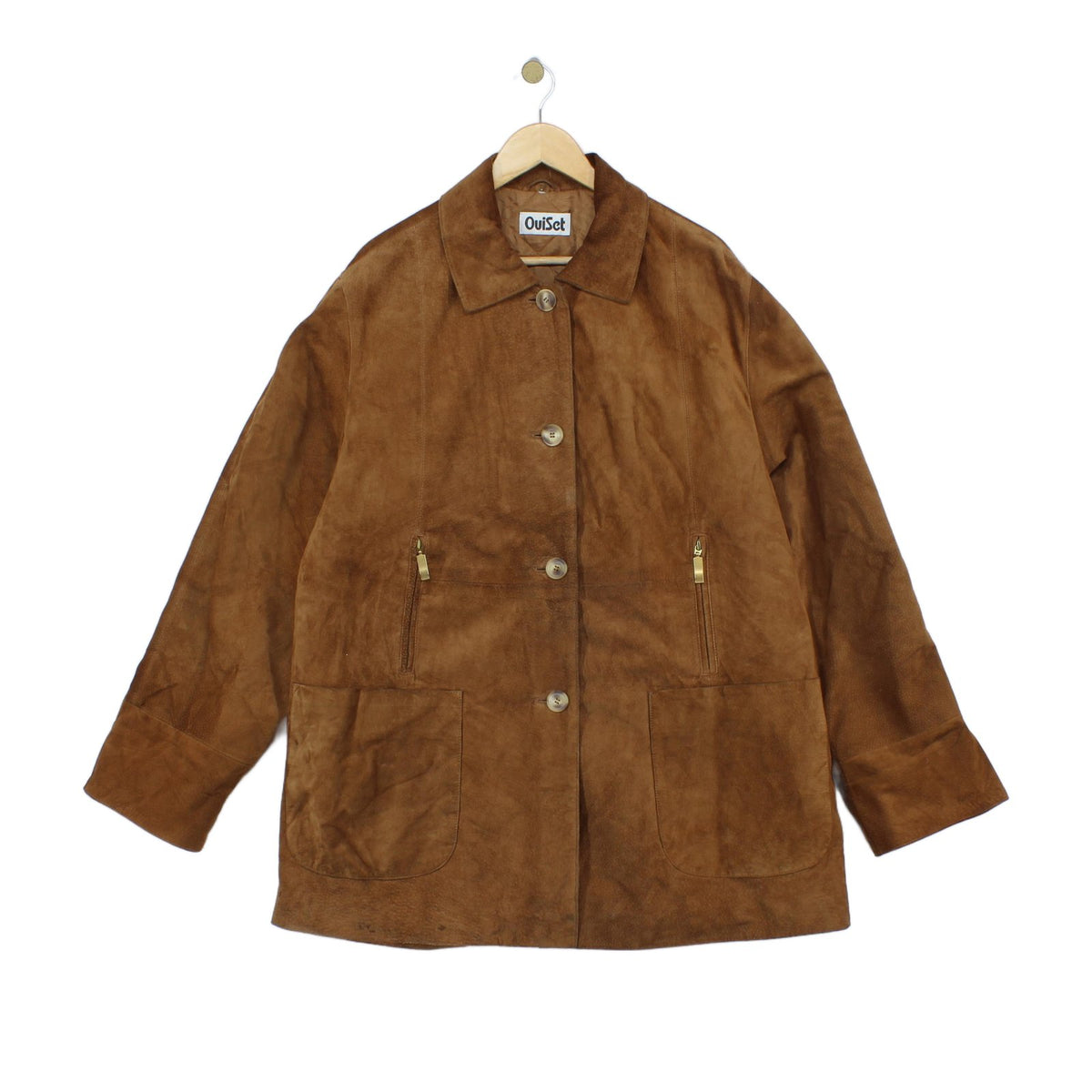Womens Leather Jacket Oversized Fit Button