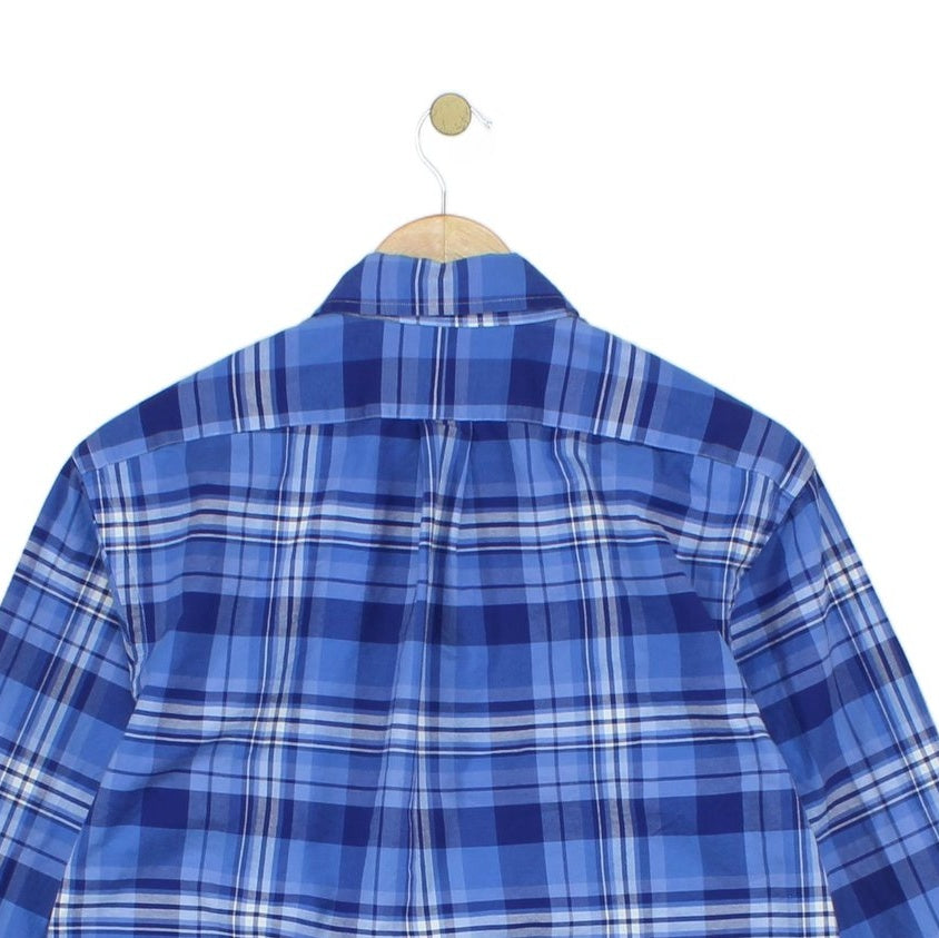 Mens Plaid Shirt Stretch Slim Fit Long Sleeve