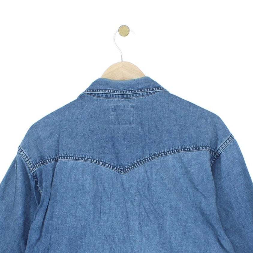 Mens Denim Shirt Long Sleeve Western Snap