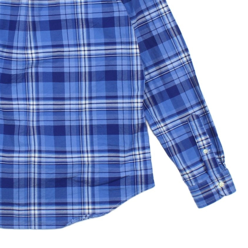 Mens Plaid Shirt Stretch Slim Fit Long Sleeve