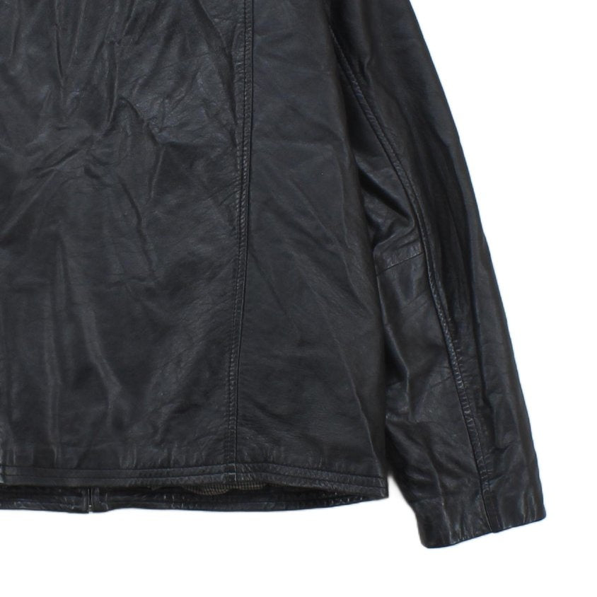 Mens Leather Jacket Full Zip Lined