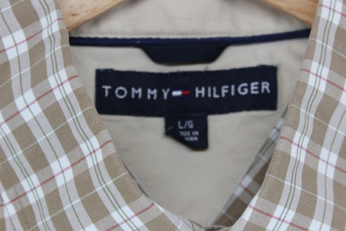 Mens Plaid Shirt Short Sleeve Button Down