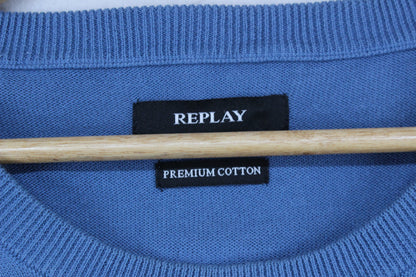 Mens Jumper Crew Neck Ribbed Knit Cotton