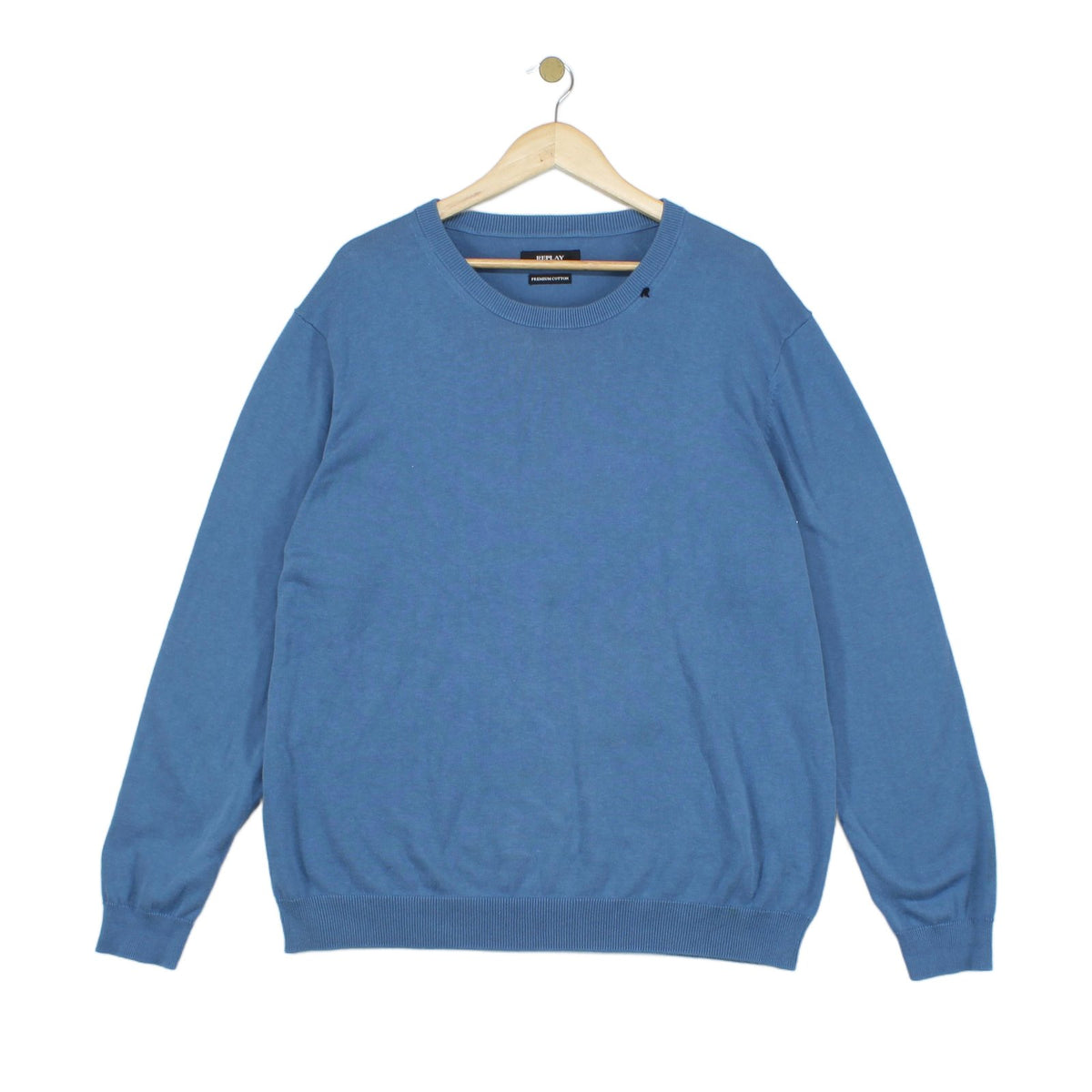 Mens Jumper Crew Neck Ribbed Knit Cotton