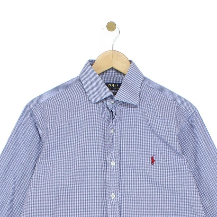 Mens Check Shirt Custom Fit Button Down Long Sleeve
