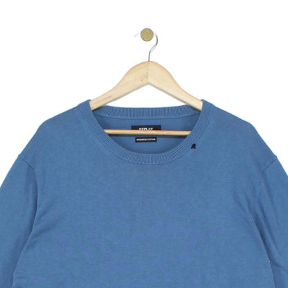 Mens Jumper Crew Neck Ribbed Knit Cotton
