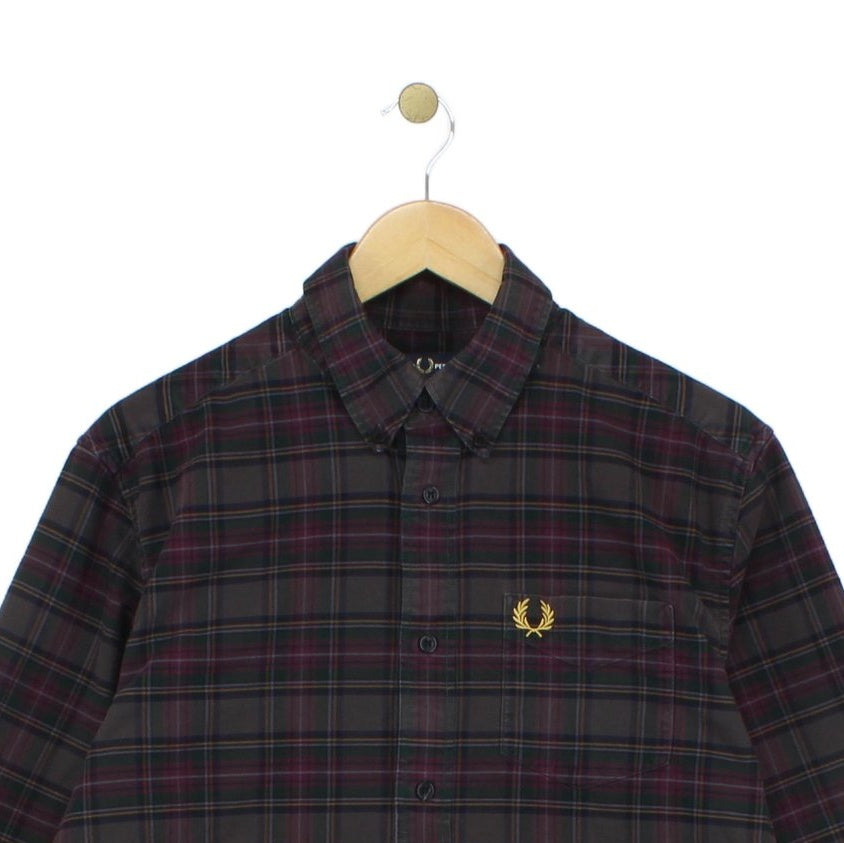 Mens Check Shirt Long Sleeve Button Up