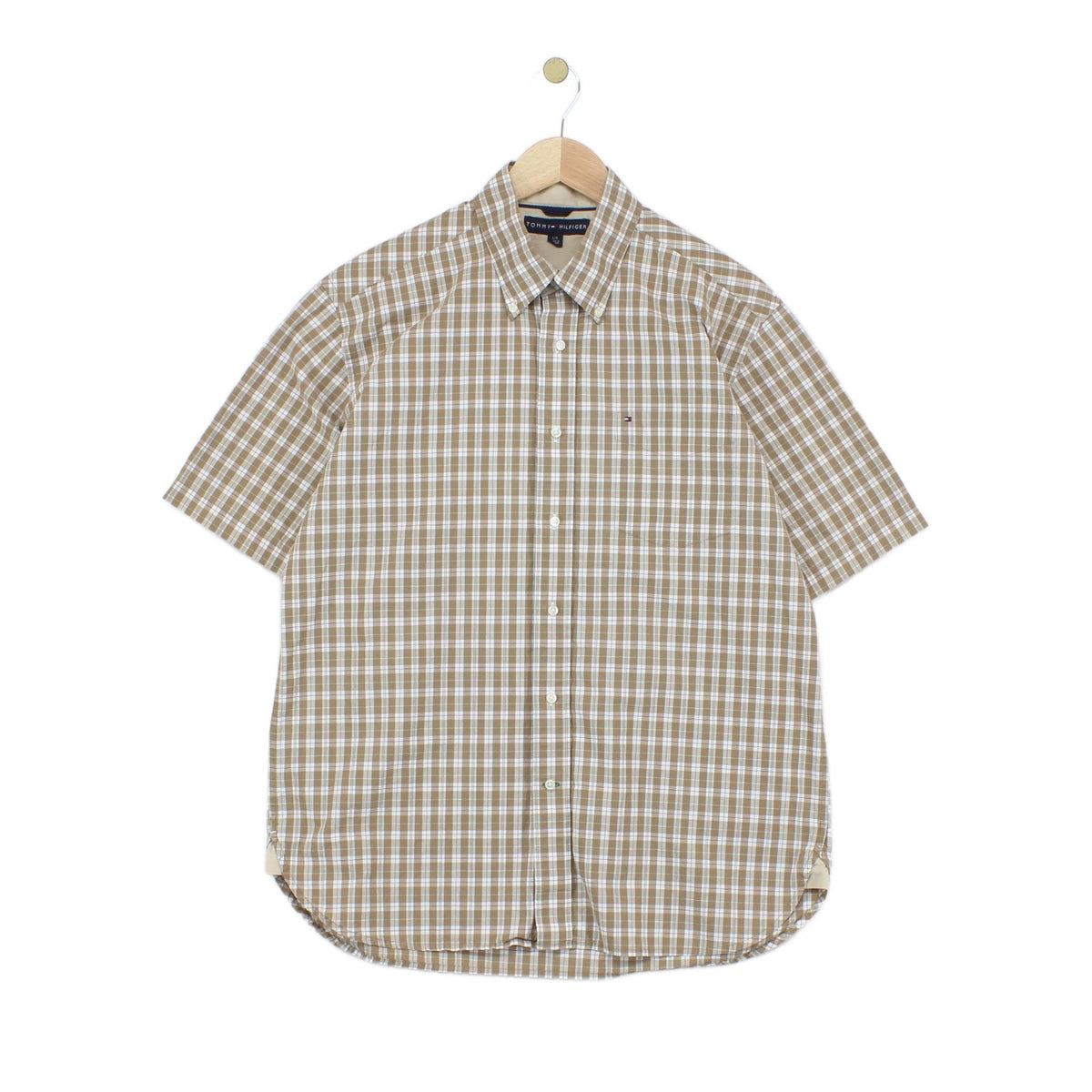 Mens Plaid Shirt Short Sleeve Button Down