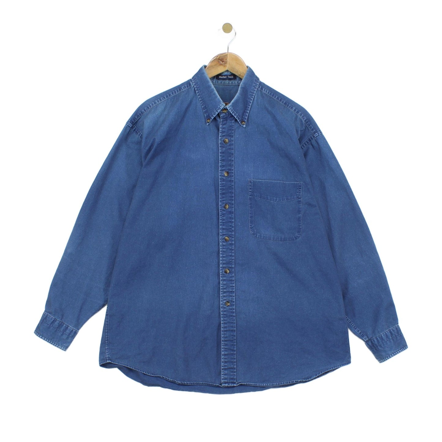 Mens Denim Shirt Long Sleeve Button Up