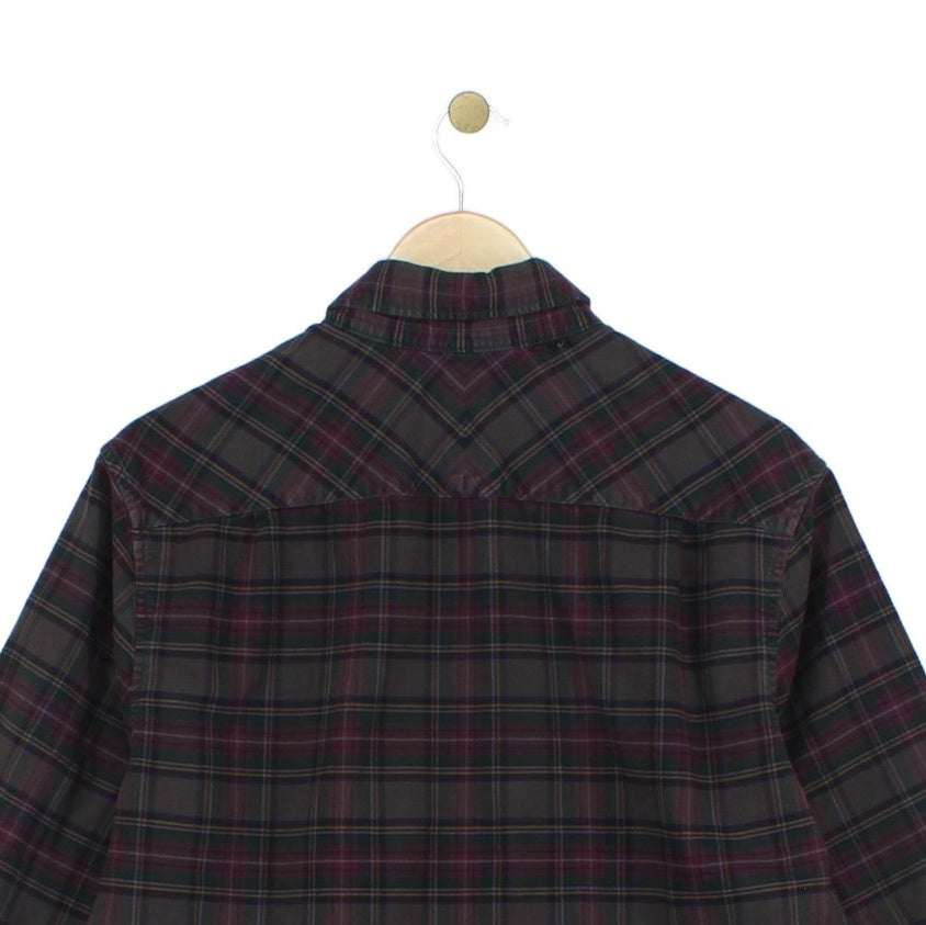Mens Check Shirt Long Sleeve Button Up