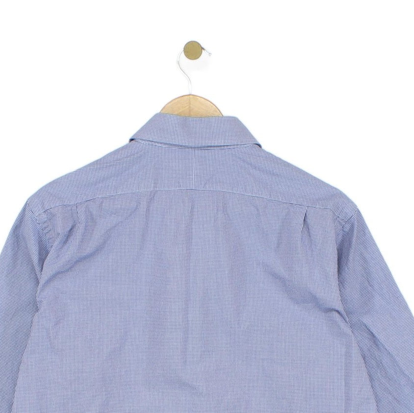 Mens Check Shirt Custom Fit Button Down Long Sleeve