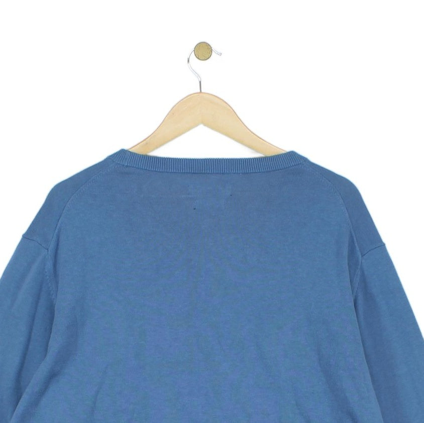 Mens Jumper Crew Neck Ribbed Knit Cotton