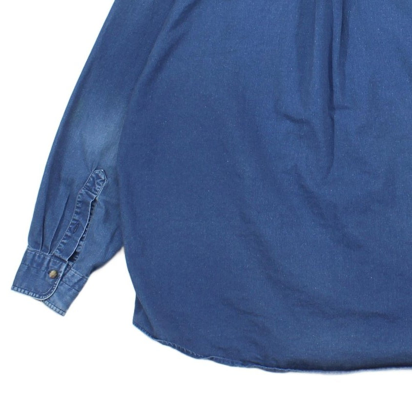 Mens Denim Shirt Long Sleeve Button Up