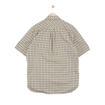 Mens Plaid Shirt Short Sleeve Button Down