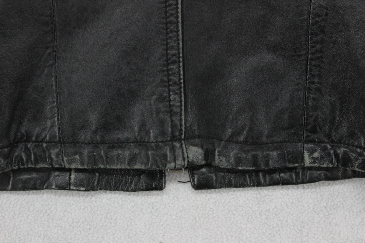 Mens Leather Jacket Biker Slim Fit