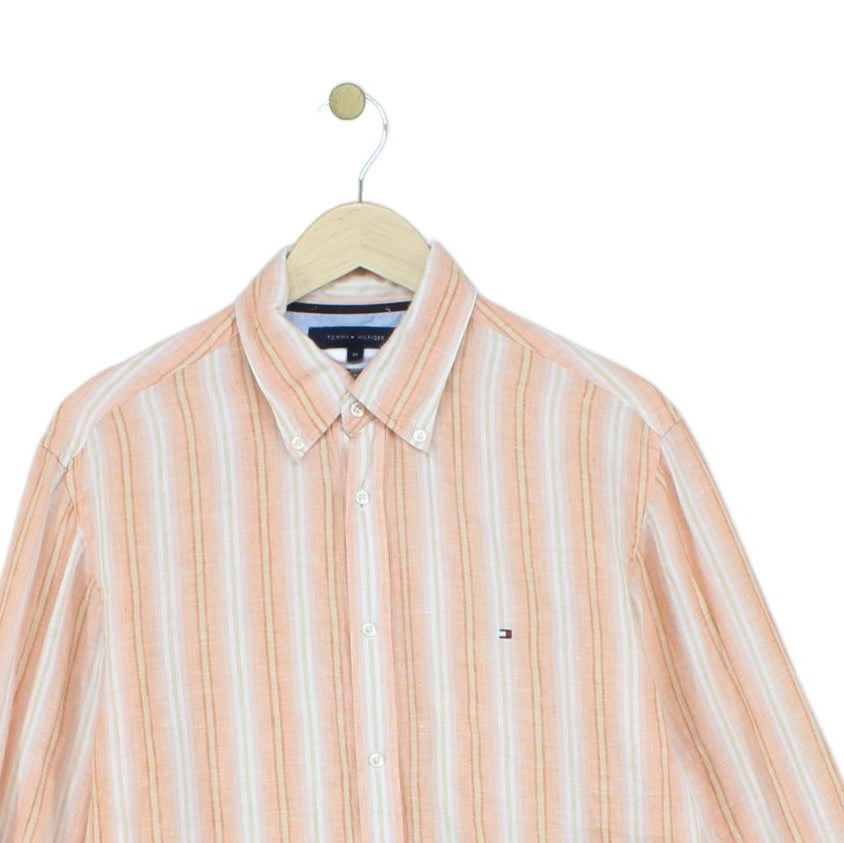 Mens Striped Shirt Button Up Linen