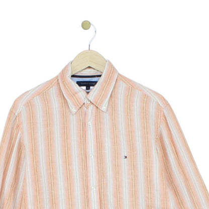Mens Striped Shirt Button Up Linen