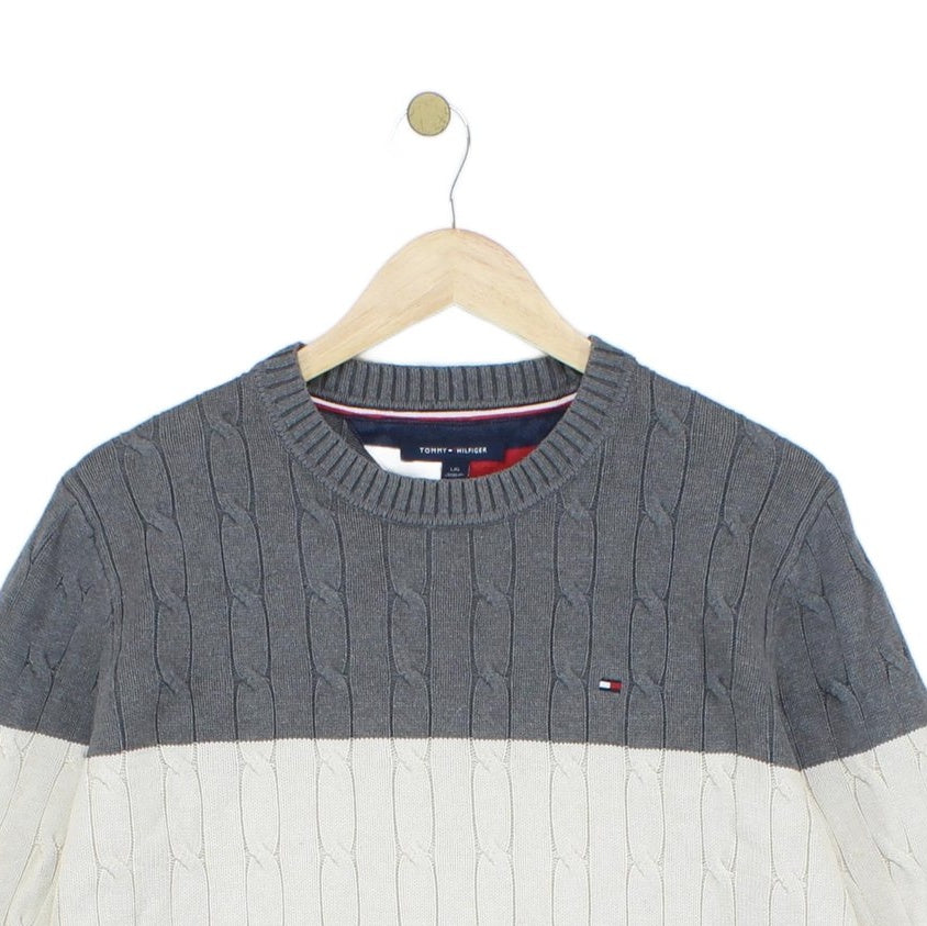 Mens Cable Knit Jumper Striped
