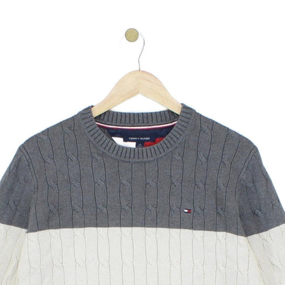 Mens Cable Knit Jumper Striped