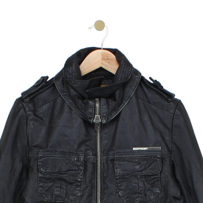 Mens Leather Jacket Biker Slim Fit