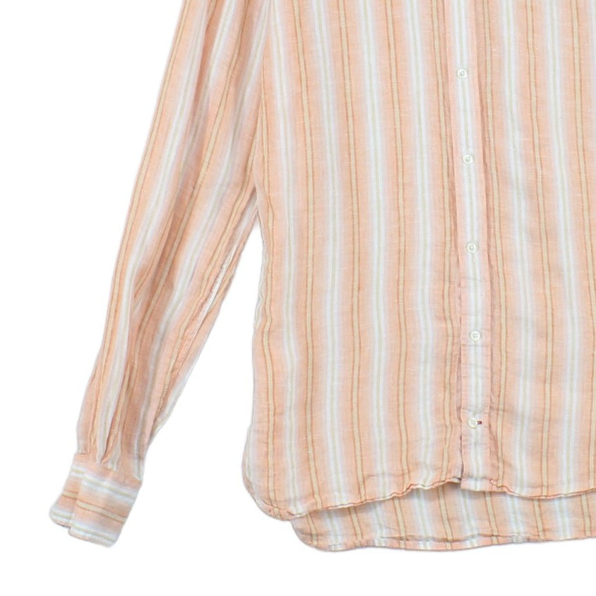Mens Striped Shirt Button Up Linen