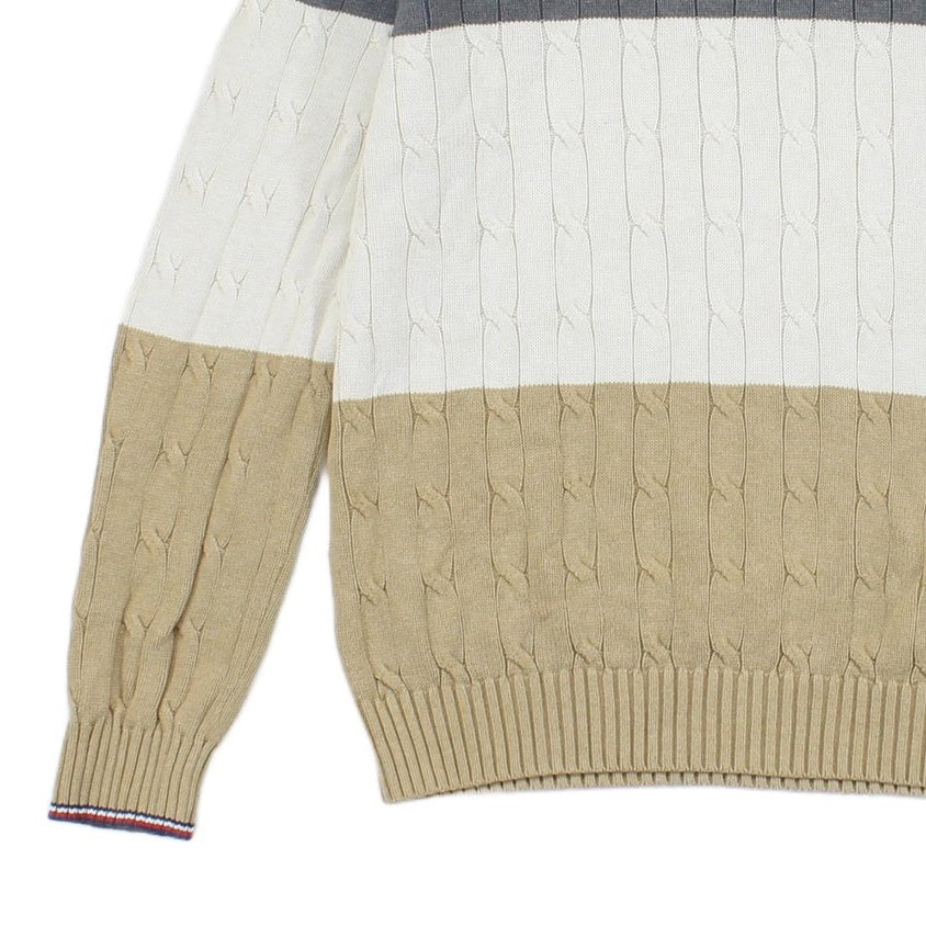 Mens Cable Knit Jumper Striped