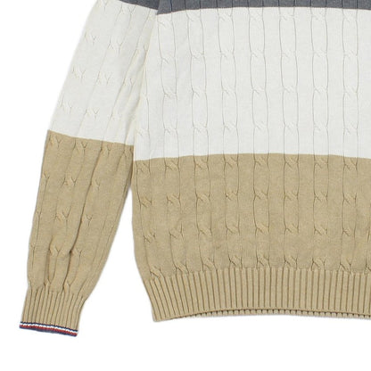Mens Cable Knit Jumper Striped