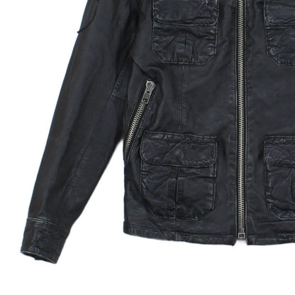 Mens Leather Jacket Biker Slim Fit
