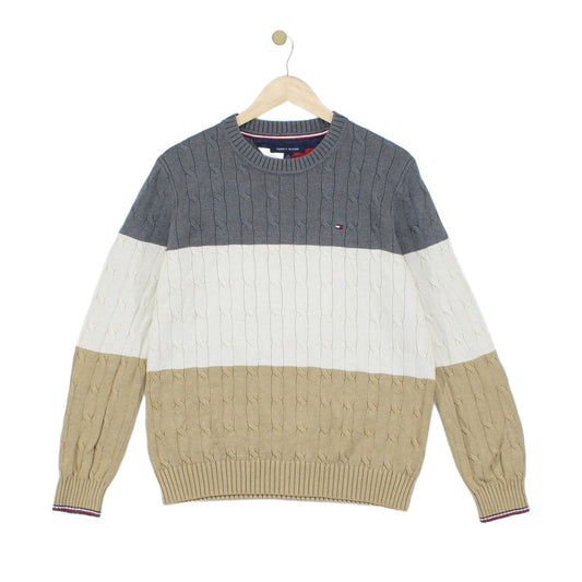 Mens Cable Knit Jumper Striped