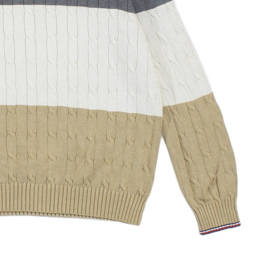 Mens Cable Knit Jumper Striped