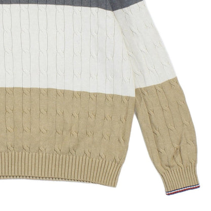 Mens Cable Knit Jumper Striped