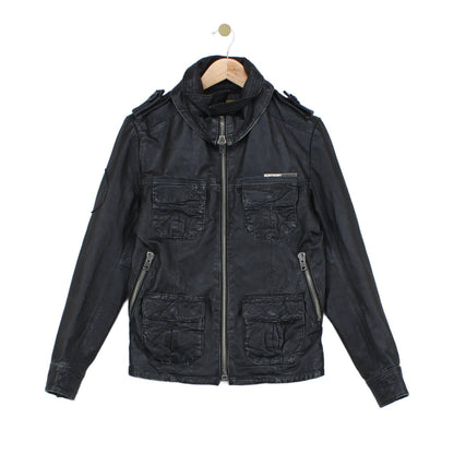 Mens Leather Jacket Biker Slim Fit