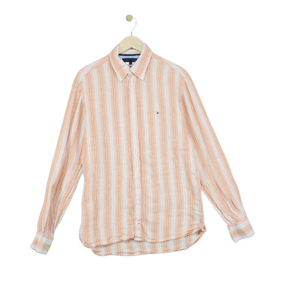 Mens Striped Shirt Button Up Linen