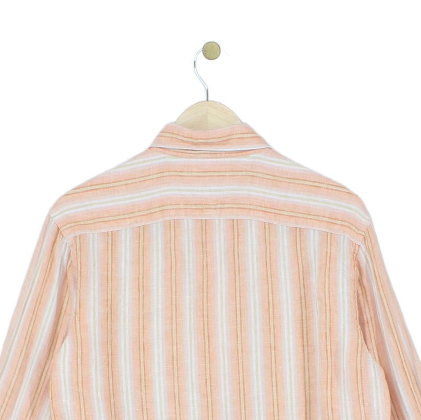 Mens Striped Shirt Button Up Linen