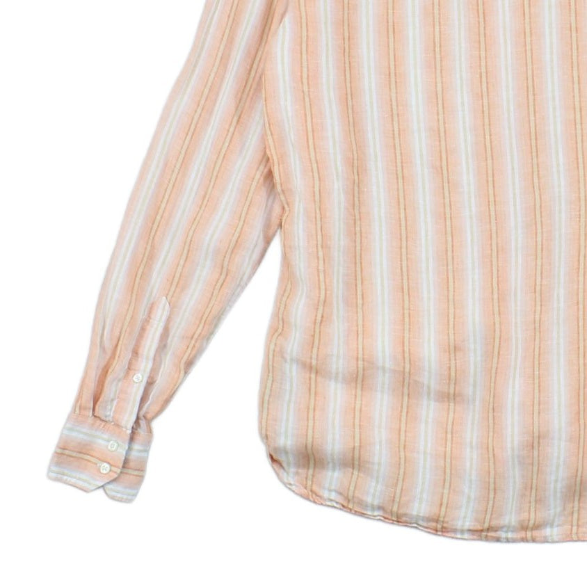 Mens Striped Shirt Button Up Linen