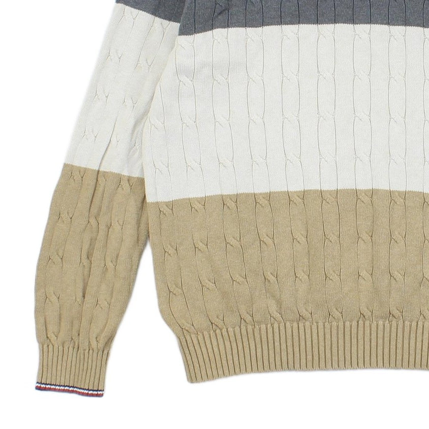 Mens Cable Knit Jumper Striped