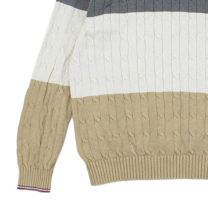 Mens Cable Knit Jumper Striped
