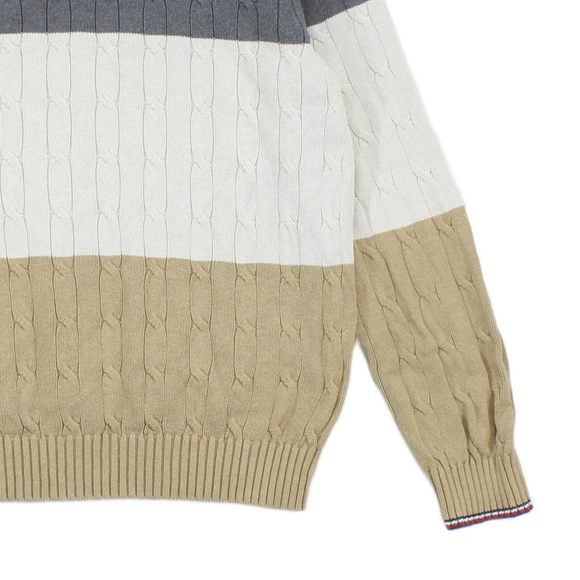 Mens Cable Knit Jumper Striped