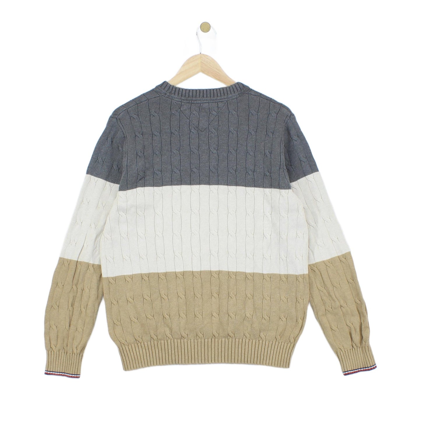 Mens Cable Knit Jumper Striped