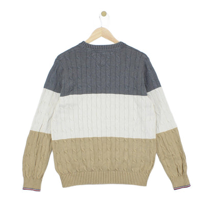 Mens Cable Knit Jumper Striped