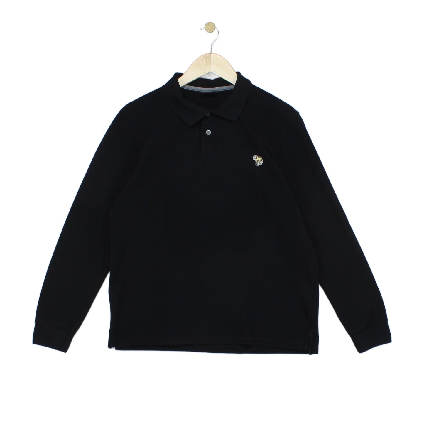 Mens Polo Shirt Long Sleeve Logo Zebra