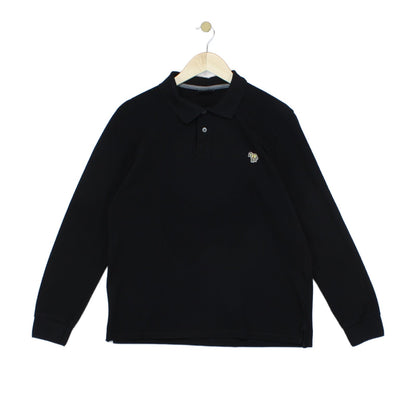 Mens Polo Shirt Long Sleeve Logo Zebra